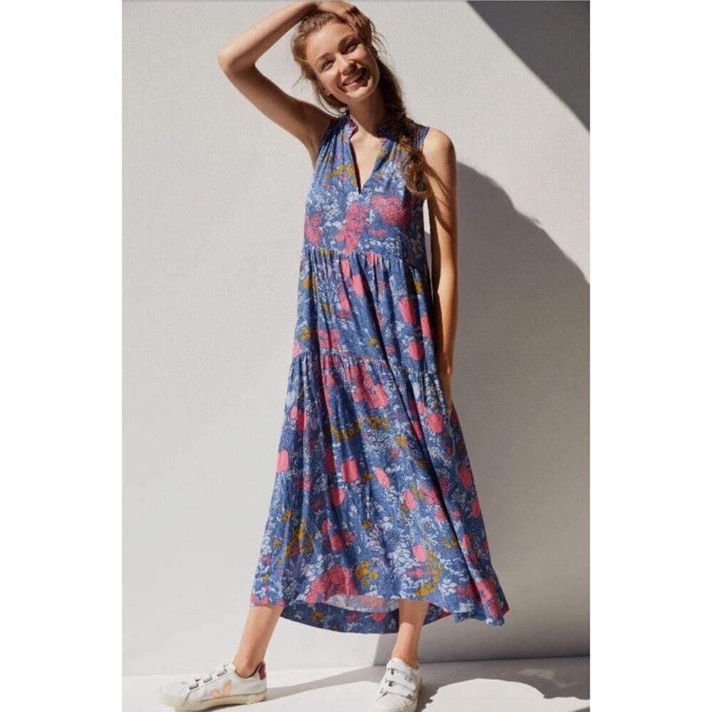 Anthropologie Maeve Marya Tiered Maxi Dress Floral Size Large
